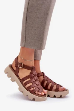 Sandały Płaskie><noscript><img width=