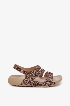 Sandały Płaskie></noscript>Zazoo Skórzane Sandały Damskie K1004 Panterka Brązowy