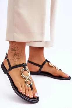 Sandały Płaskie><noscript><img width=