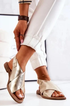 Sandały Płaskie><noscript><img width=