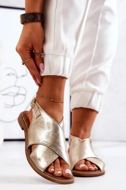 Sandały Płaskie><noscript><img width=