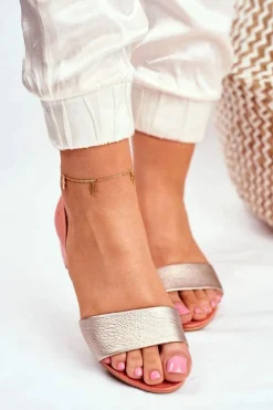 New Skórzane Sandały 1971-48 Brzoskwiniowe Damskie Sandały Na Koturnie|Sandały Płaskie