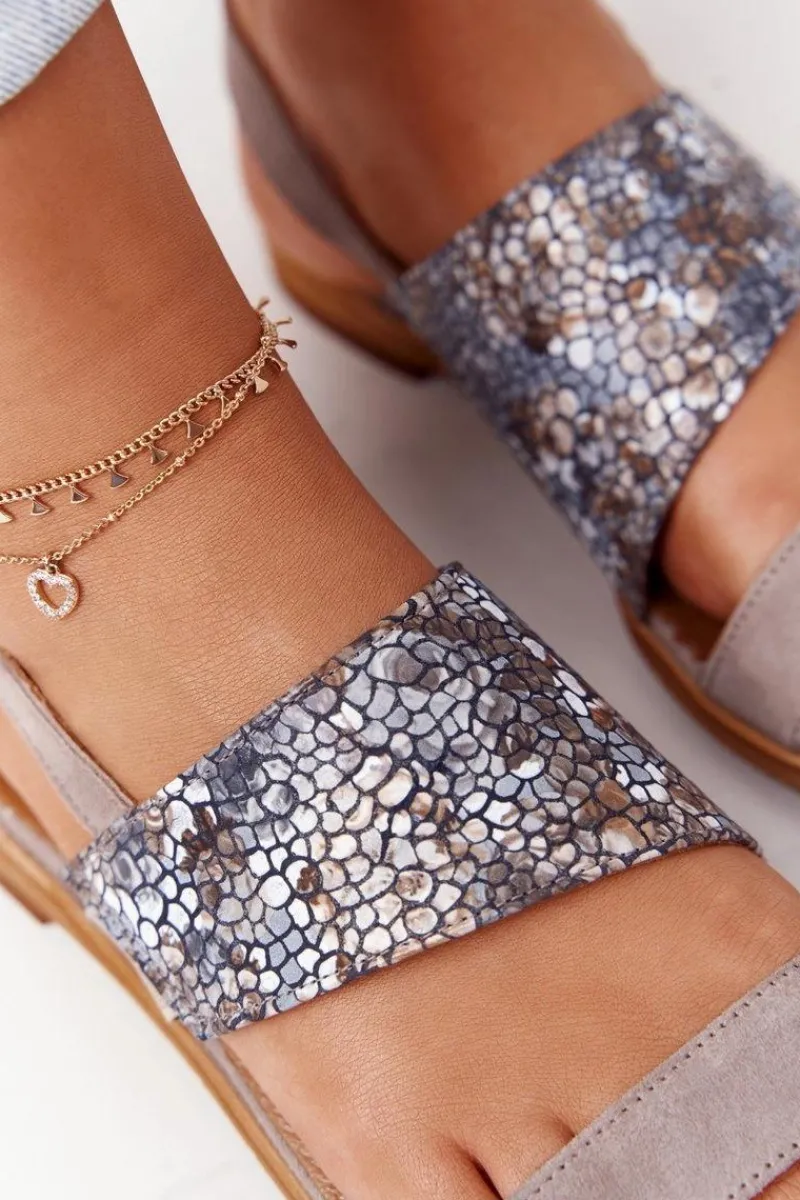 Sandały Płaskie>Maciejka Skórzane Sandały 05167-10 Ciemny Beż