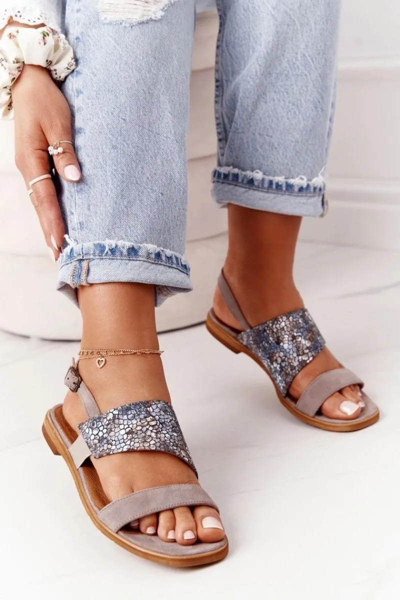 Sandały Płaskie>Maciejka Skórzane Sandały 05167-10 Ciemny Beż