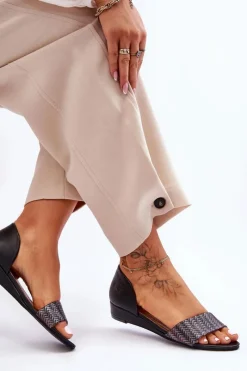 Best Maciejka Skórzane Sandały 1971-65 Czarne