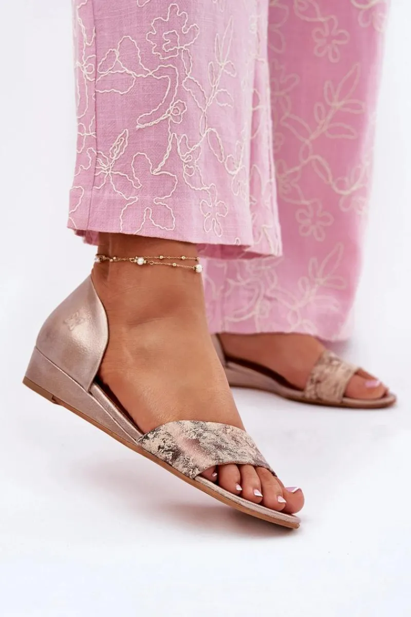 Sandały Na Koturnie|Sandały Płaskie>Maciejka Skórzane Sandały 01971-71 Złote Złoty