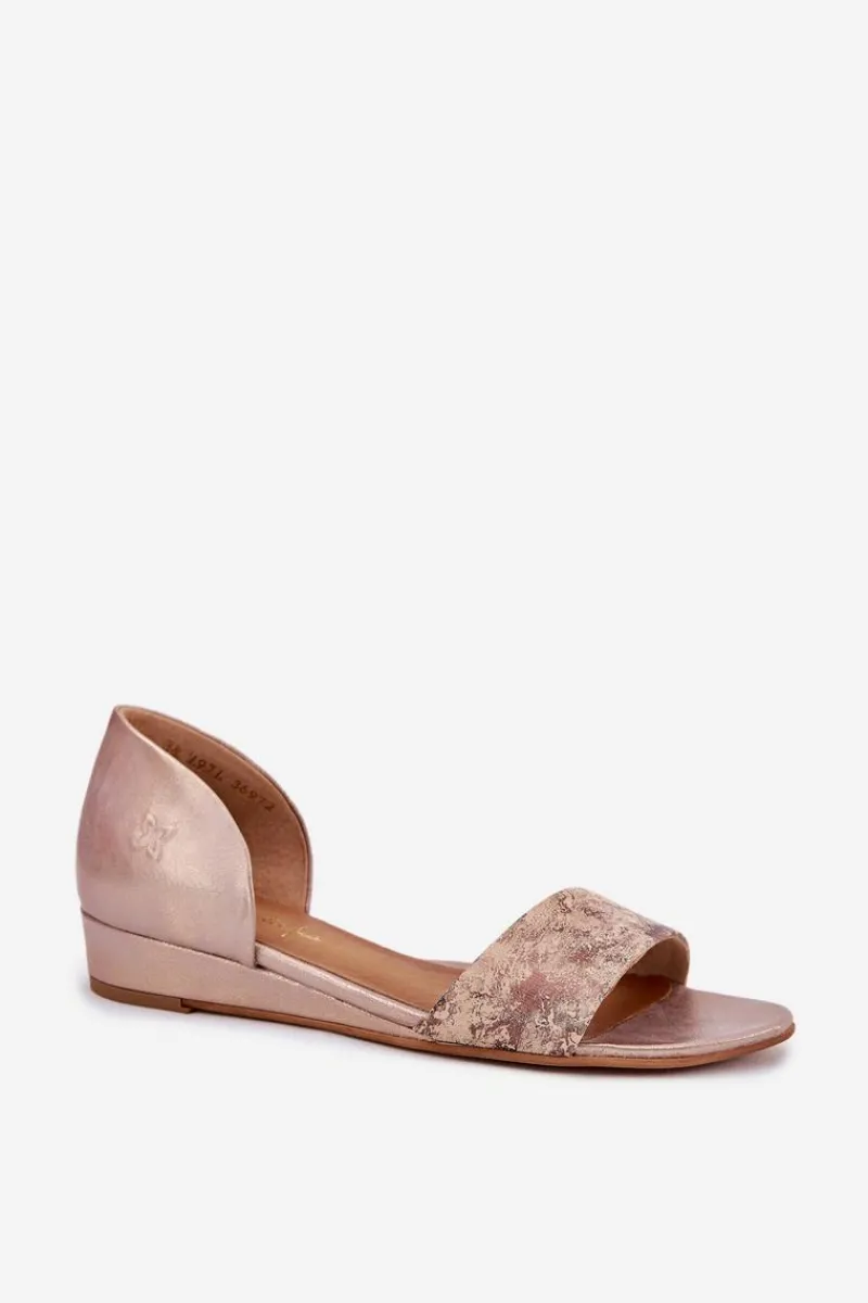 Sandały Na Koturnie|Sandały Płaskie>Maciejka Skórzane Sandały 01971-71 Złote Złoty