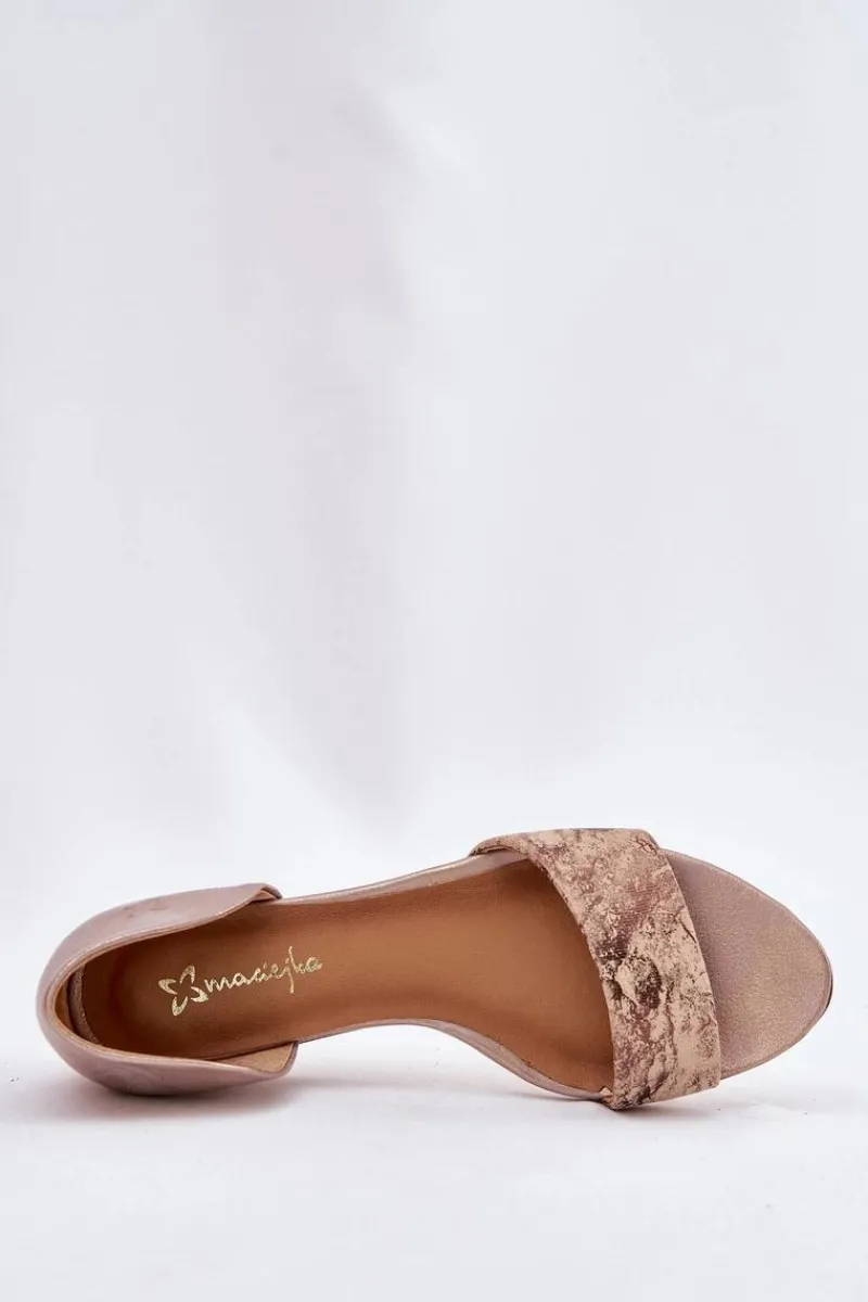 Sandały Na Koturnie|Sandały Płaskie>Maciejka Skórzane Sandały 01971-71 Złote Złoty