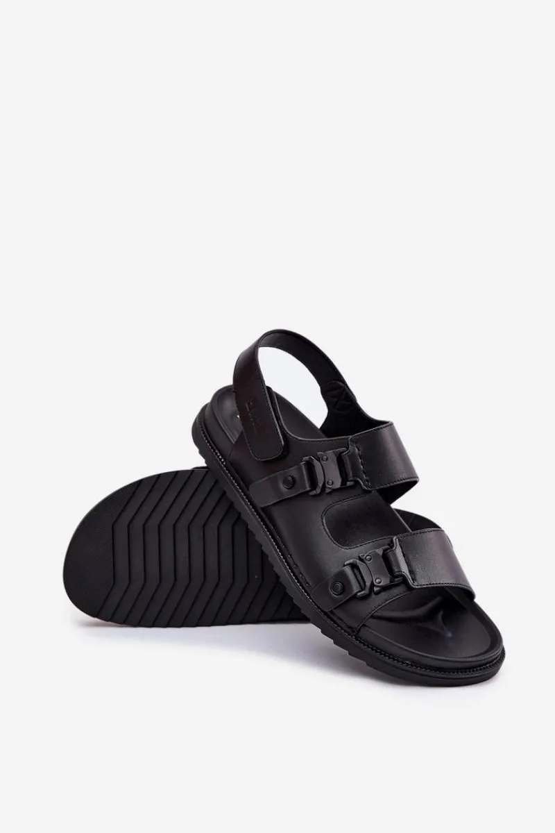 New Big Star Shoes Skórzane Sandały Męskie Big Star RR174086 Czarne