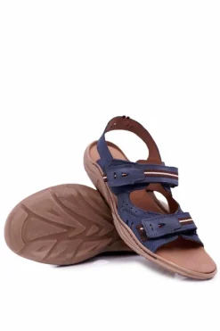 Sandały Męskie>Boto Skórzane Sandały Męskie Granatowe Lop