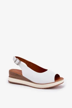 Sandały Z Cholewką|Sandały Na Koturnie></noscript>Artiker Skórzane Sandały Na Koturnie 56C2317 Białe Biały