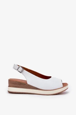 Sandały Z Cholewką|Sandały Na Koturnie></noscript>Artiker Skórzane Sandały Na Koturnie 56C2317 Białe Biały