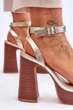 Sandały Na Słupku|Sandały Na Obcasie><noscript><img width=