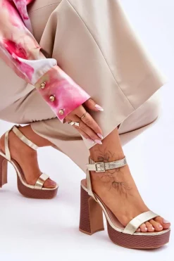 Sandały Na Słupku|Sandały Na Obcasie><noscript><img width=