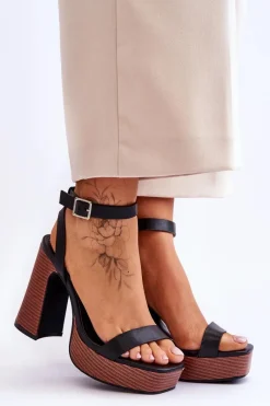 Sandały Na Słupku|Sandały Na Obcasie><noscript><img width=