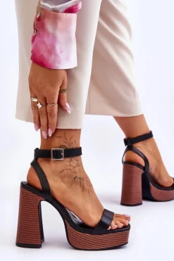 Sandały Na Słupku|Sandały Na Obcasie><noscript><img width=