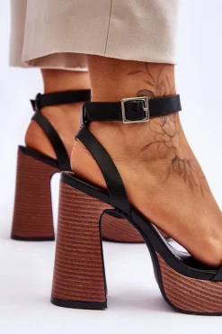 Sandały Na Słupku|Sandały Na Obcasie><noscript><img width=