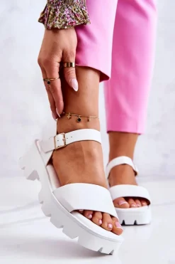 Sandały Na Obcasie>Boto Skórzane Sandały Na Obcasie Białe Sovie