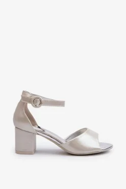 Best Skórzane Sandały Na Obcasie Vinceza 20100 Srebrne Damskie Sandały Na Obcasie