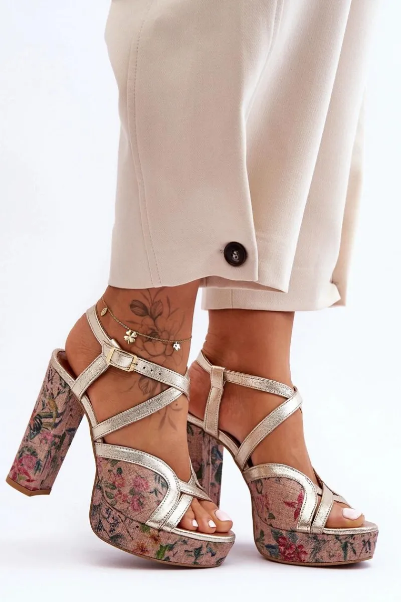 Sandały Na Obcasie>Maciejka Skórzane Sandały Na Obcasie 06084-25 Złote