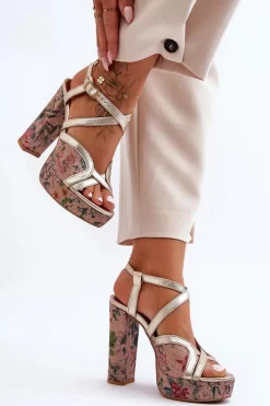 Sandały Na Obcasie>Maciejka Skórzane Sandały Na Obcasie 06084-25 Złote