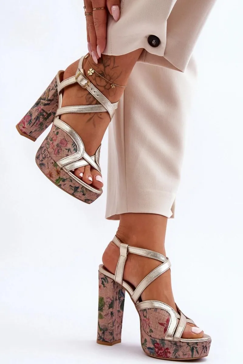 Sandały Na Obcasie>Maciejka Skórzane Sandały Na Obcasie 06084-25 Złote