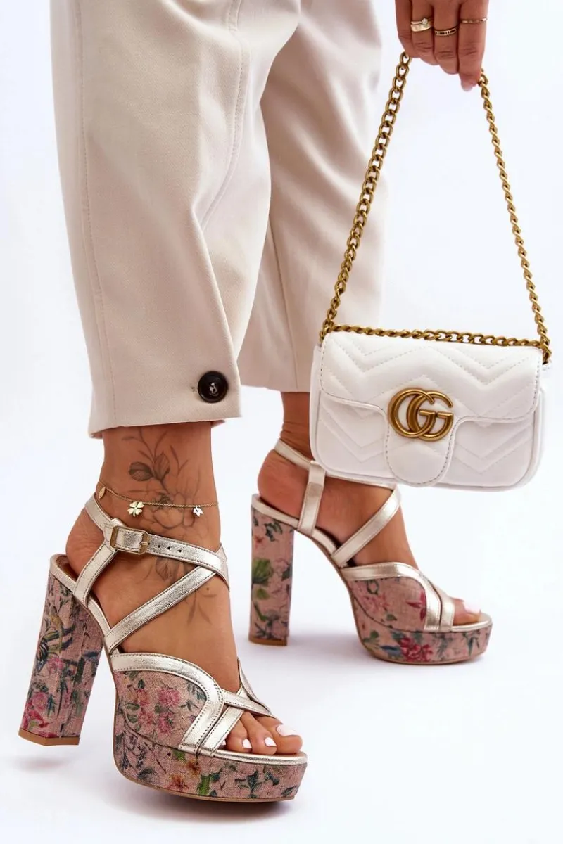 Sandały Na Obcasie>Maciejka Skórzane Sandały Na Obcasie 06084-25 Złote