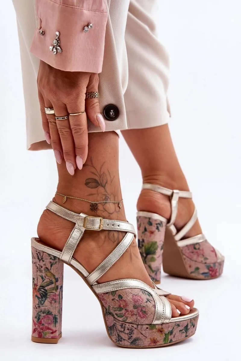 Sandały Na Obcasie>Maciejka Skórzane Sandały Na Obcasie 06084-25 Złote