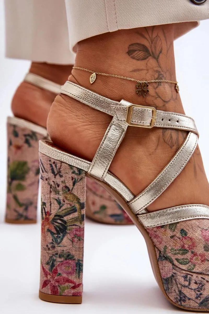 Sandały Na Obcasie>Maciejka Skórzane Sandały Na Obcasie 06084-25 Złote