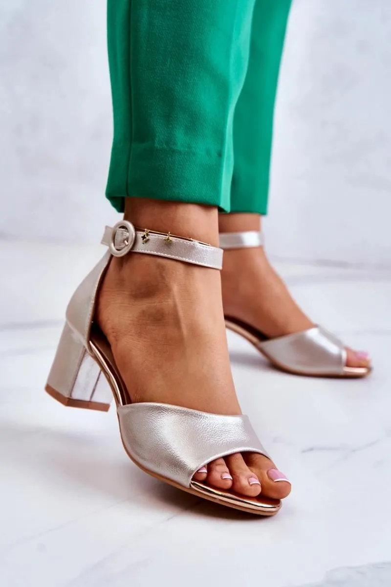 Best Buty damskie Vinceza Skórzane Sandały Na Obcasie Vinceza 20100 Złote