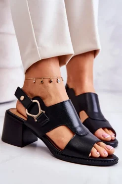 Sandały Na Obcasie>Boto Skórzane Sandały Na Obcasie La.Fi Czarne Leratto