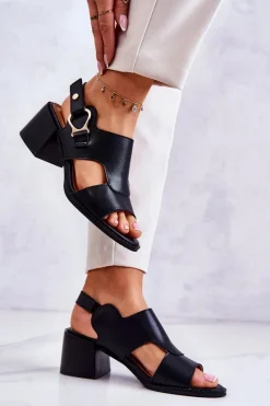 Sandały Na Obcasie>Boto Skórzane Sandały Na Obcasie La.Fi Czarne Leratto