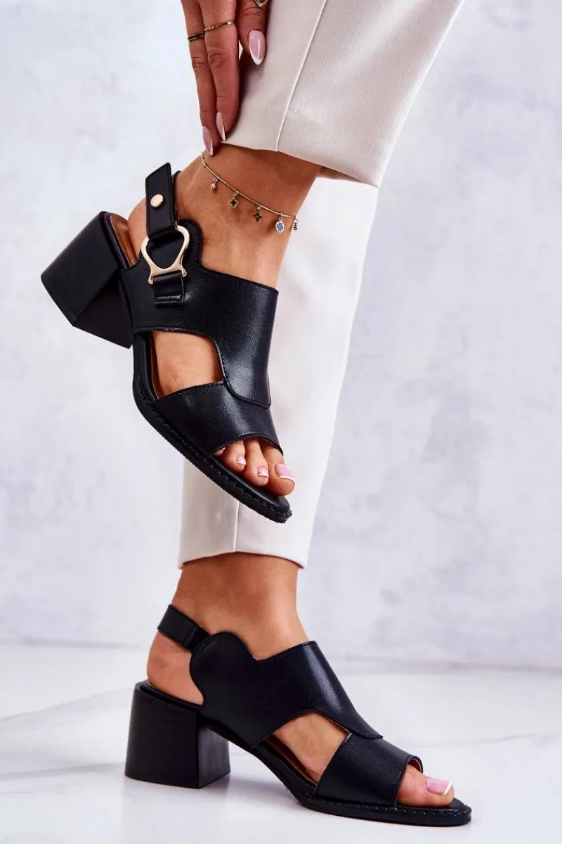 Sandały Na Obcasie>Boto Skórzane Sandały Na Obcasie La.Fi Czarne Leratto