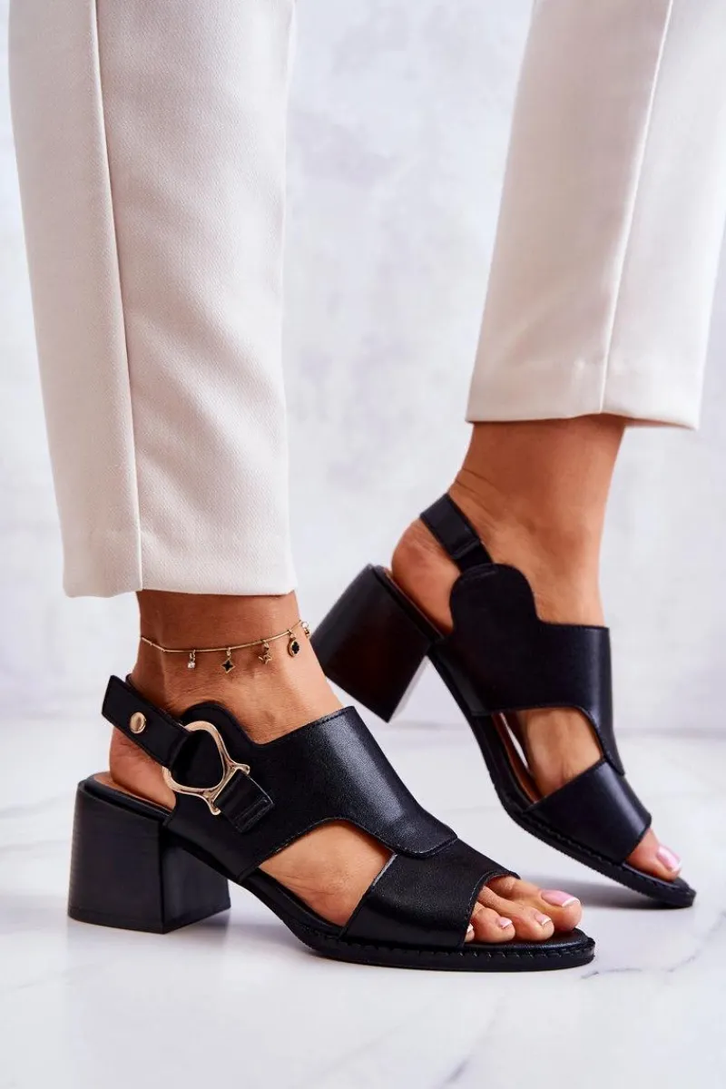 Sandały Na Obcasie>Boto Skórzane Sandały Na Obcasie La.Fi Czarne Leratto