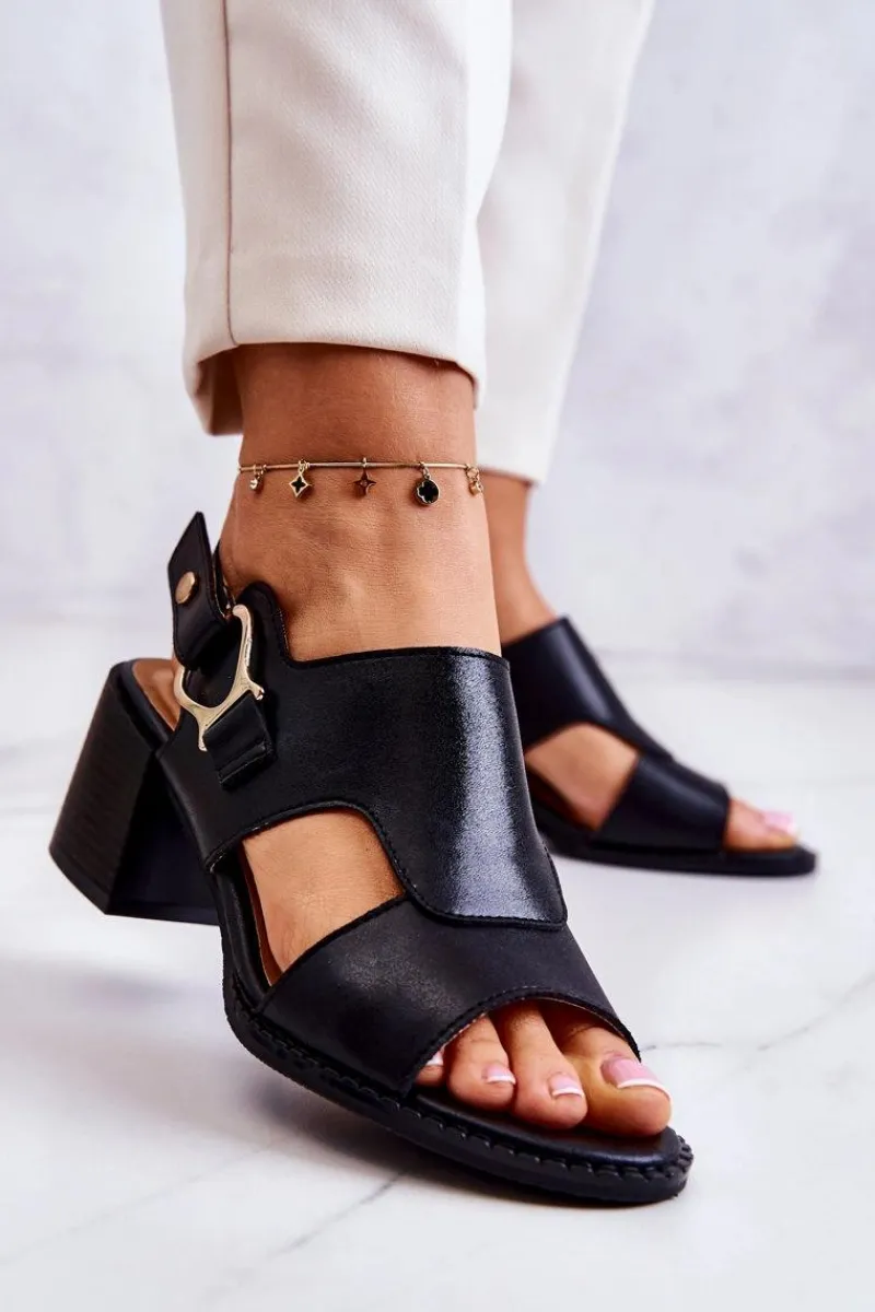 Sandały Na Obcasie>Boto Skórzane Sandały Na Obcasie La.Fi Czarne Leratto