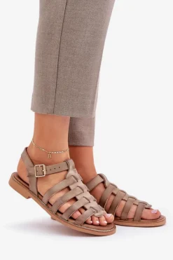 Sandały Płaskie><noscript><img width=