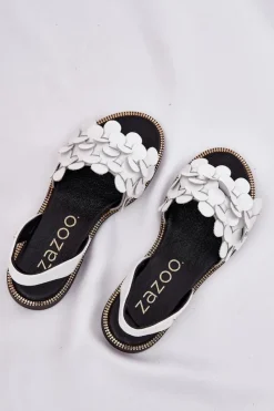 Hot Zazoo Skórzane Sandały Na Płaskim Obcasie 40425 Białe Biały