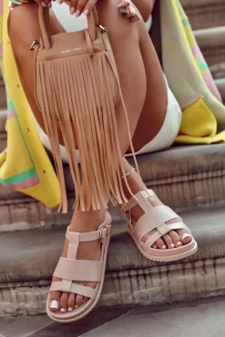 Sale Boto Skórzane Sandały Na Platformie Jasnoróżowe Tessy