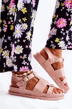 Sale Boto Skórzane Sandały Na Platformie Jasnoróżowe Tessy