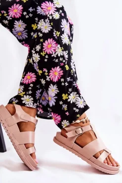 Sale Boto Skórzane Sandały Na Platformie Jasnoróżowe Tessy