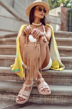 Sale Boto Skórzane Sandały Na Platformie Jasnoróżowe Tessy