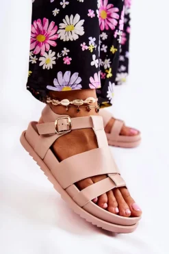 Sale Boto Skórzane Sandały Na Platformie Jasnoróżowe Tessy