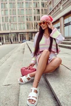 Sandały Płaskie>Boto Skórzane Sandały Na Platformie Białe Tessy