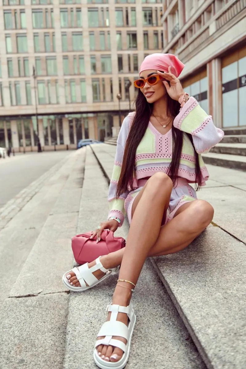 Sandały Płaskie>Boto Skórzane Sandały Na Platformie Białe Tessy