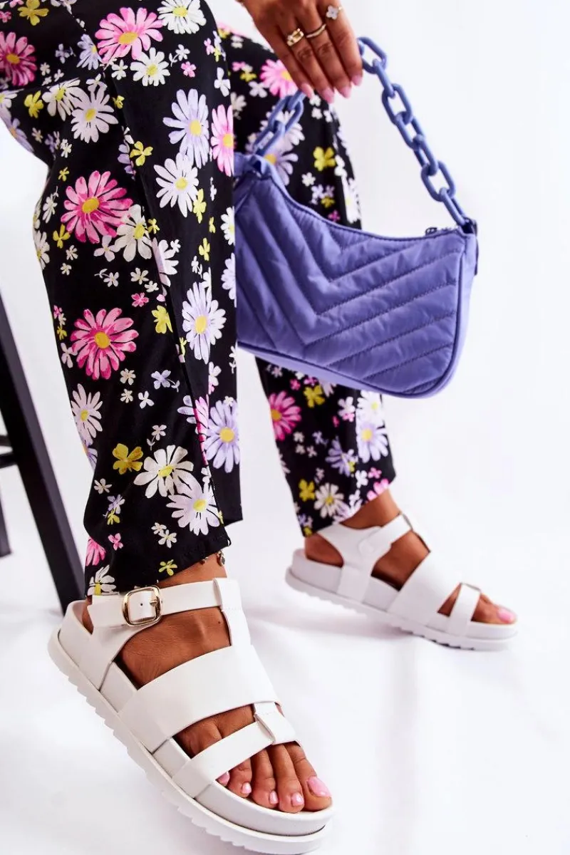 Sandały Płaskie>Boto Skórzane Sandały Na Platformie Białe Tessy