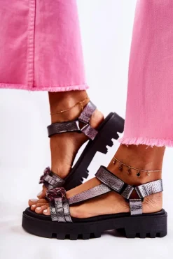 Sandały Płaskie><noscript><img width=