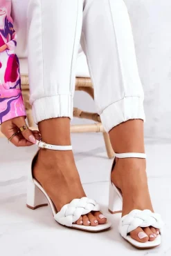 Sandały Na Obcasie>Boto Skórzane Sandały Na Słupku Białe Lorelei