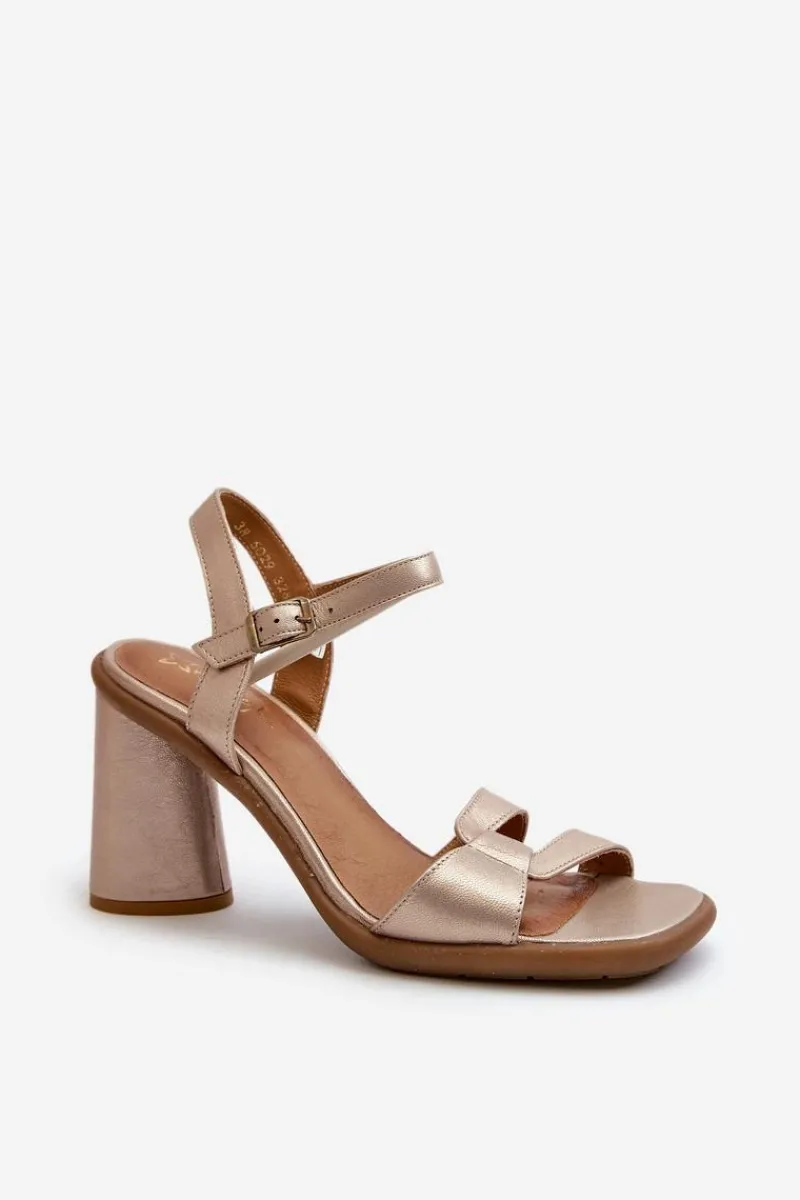 Sandały Na Słupku|Sandały Na Obcasie>Maciejka Skórzane Sandały Na Słupku 06029-25 Złote Złoty