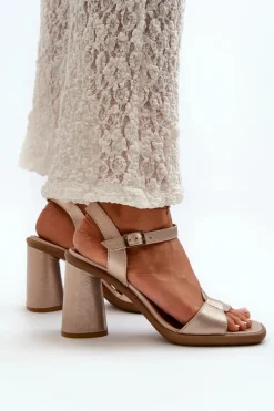 Sandały Na Słupku|Sandały Na Obcasie><noscript><img width=