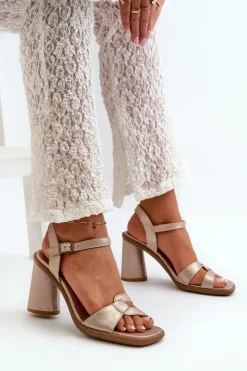 Sandały Na Słupku|Sandały Na Obcasie><noscript><img width=